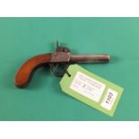 A percussion box lock pocket pistol, lock marked Bridle Barnstaple,