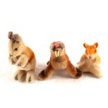 Three Steiff animals, walrus,