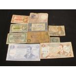 Various world coins and banknotes