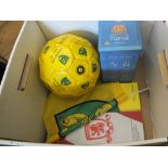 A signed Norwich City football plus other items including Dr Who 'The Trial of a Time Lord' videos