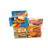 Boxed Matchbox Superfast models, 59 Porsche, 73 model A Ford, 8 Rover 3500, 31 caravan,