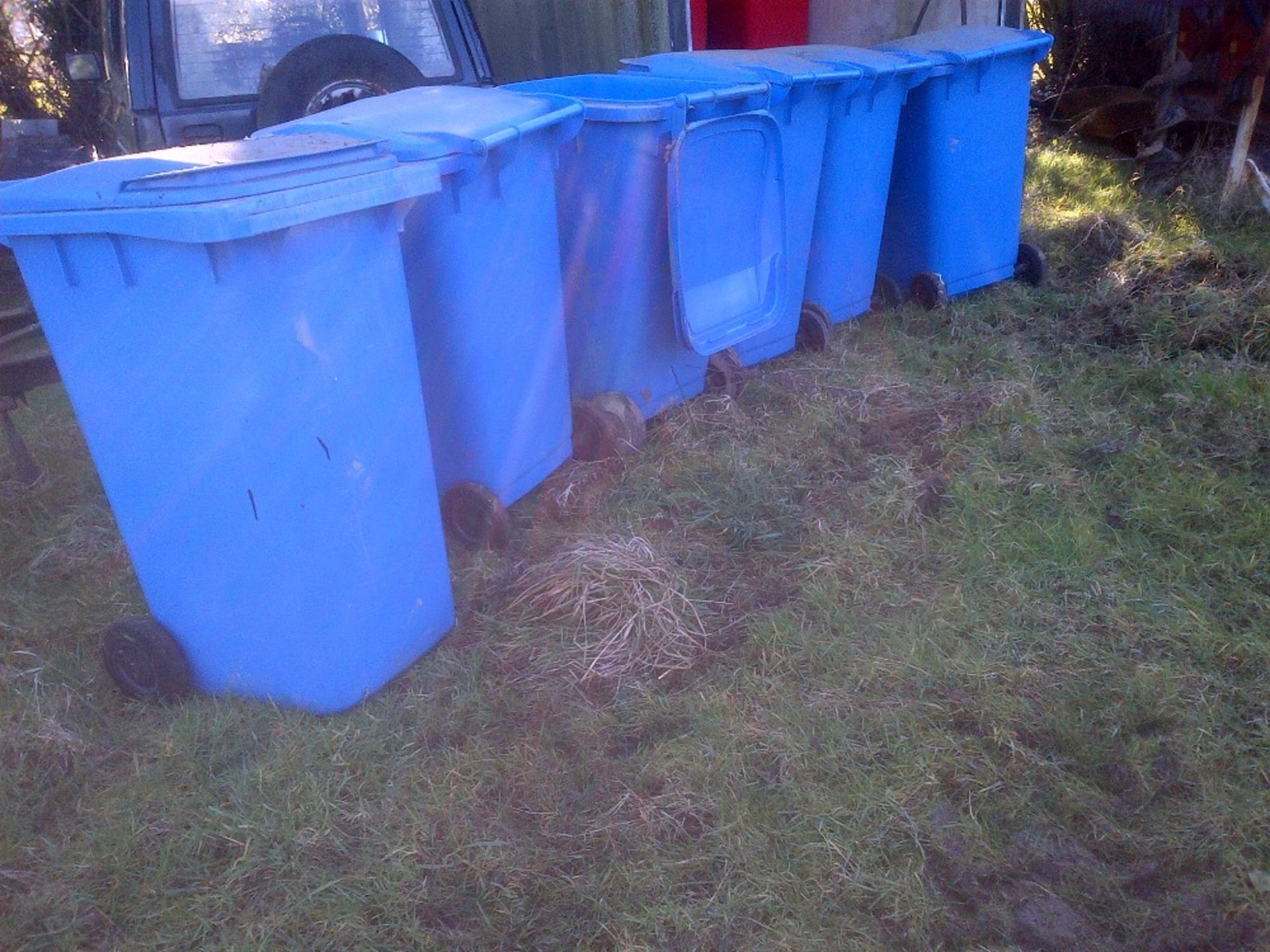 6 Clean blue wheelie bins, used for waste paper Stored near Langley, Norwich. - Image 2 of 3