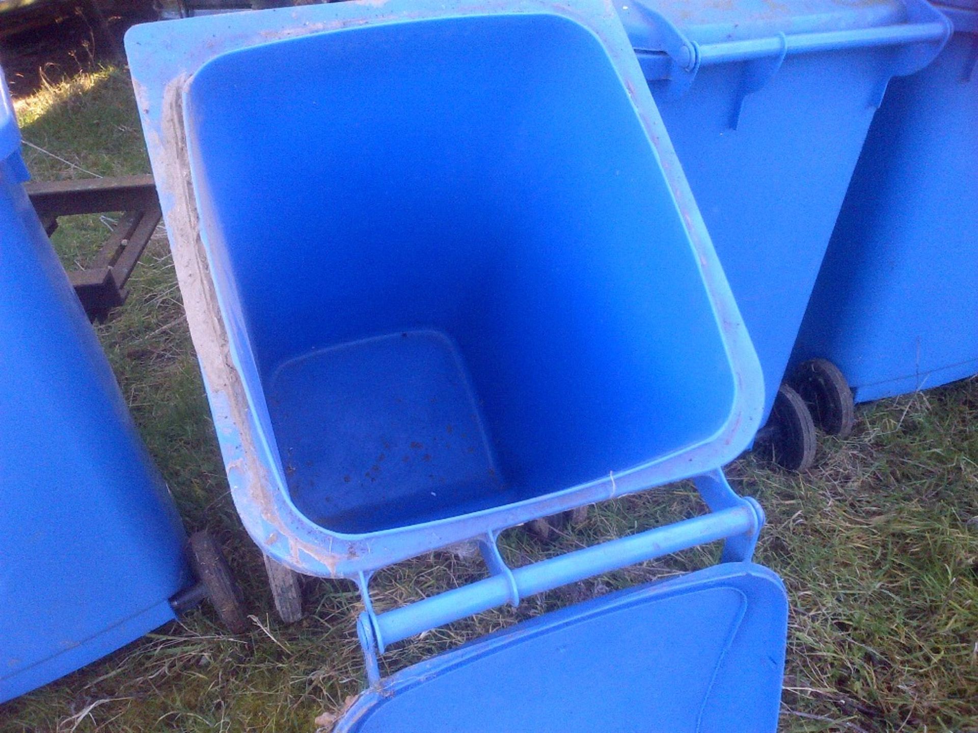 6 Clean blue wheelie bins, used for waste paper Stored near Langley, Norwich. - Image 3 of 3