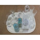 Two cut glass decanters,