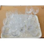 Various cut and other drinking glasses (two trays)