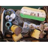 A box of china and glass including a Royal Doulton Dutch scene plate