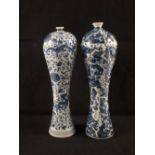 Two Chinese blue and white Meiping vases, one with multiple carp decoration,