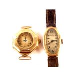 Two lady's 9ct gold wristwatches,