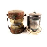 Copper ships anchor and stern lamps plus various others (two boxes)