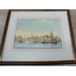 Edward Pearce watercolour of a harbour scene plus one other