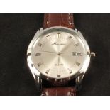 A stainless steel gents Bei Nuo quartz wristwatch on brown strap