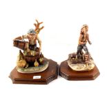 Seven Capo Di Monte figurines and groups (three trays)