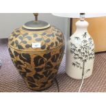 Two pottery table lamps