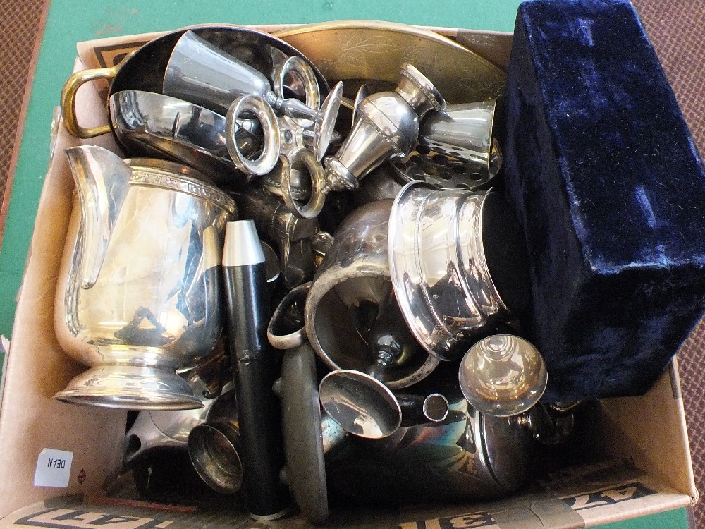 Various items of silver plate plus brass ware