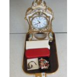 A Juliana quartz clock plus a Schaefer pen and other items