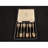 A cased set of six silver teaspoons