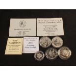 Five silver proof coins,