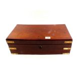 A 19th Century mahogany and brass bound writing slope plus an oak box with tray and velvet lining