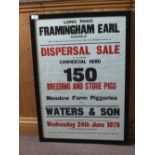 A framed original sale poster,