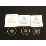 Three 1/25 oz gold £5 coins,