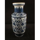 A Chinese blue and white vase with floral decoration, seal mark,