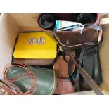 Zeiss Ikon folding camera, Olympus plus others, Belmont 8x30 binoculars,