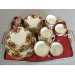 Royal Albert Old Country Roses part dinner and tea set including a clock (two trays)