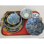 Various Japanese polychrome plates plus other ceramics