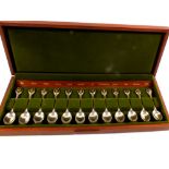 A cased set of twelve silver Royal Horticultural Society floral spoons