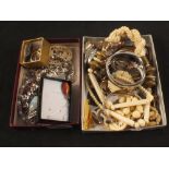 Various silver and other costume jewellery (two boxes)