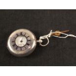 A silver cased half Hunter pocket watch, movement signed E.