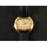 An 18ct gold gents Bulova wristwatch (as found)