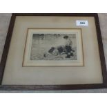 Ernest Stamp ARE (1869-1942) etching of boys by a rivers edge, signed in pencil bottom right,