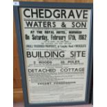 A framed original sale poster, Chedgrave Waters and Sons,