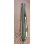A Shakespeare Oracle 14ft three piece double handed salmon rod plus wading staff