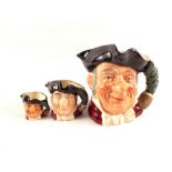 Three graduated Royal Doulton Mine Host character jugs