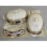 A Royal Crown Derby twenty eight piece part dinner service including plates, tureens,