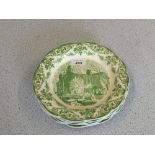 A set of six Wedgwood green Bronte plates