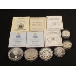 Six silver proof coins,