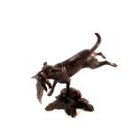 A boxed limited edition bronze sculpture of a medium labrador retrieving by Michael Simpson, No.