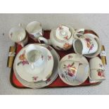 A Czech Victoria porcelain rose decorated part tea set