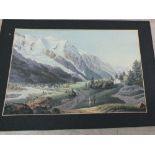 A pair of 19th Century aqua tints of the Swiss Alps with handwritten annotation on the reverse