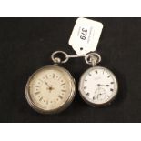 A gents silver pocket watch, dial marked W.J.