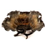 A Japanese bronze bowl of lily pad form