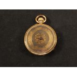 An continental 18ct gold cased fob watch (as found)