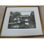 Aidan Kirkpatrick limited edition etching titled 'Pulls Ferry in Norwich',