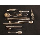 A selection of silver and silver plated items to include Samson and Morden pencil holder (as found)