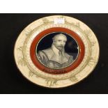 A Royal Doulton portrait Frobisher plate with mis-spelt title Forbisher plus a political portrait