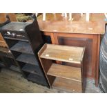 A two door glazed display cabinet and an oak four shelf bookcase,