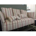 A knole three seater sofa with candy stripe upholstery